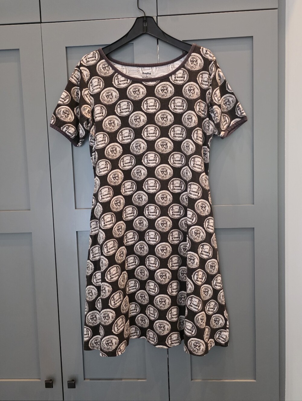 Svaha Twirl Dress Ides Of March Size Large with Pockets 100% Organic Cotton